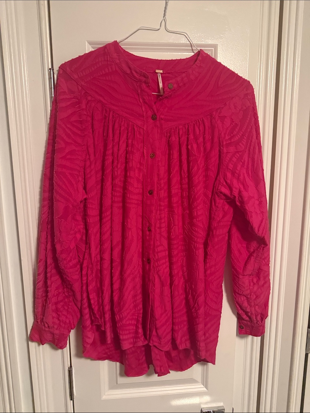 Free PeopleWomen's Pink Button-Front Textured Blouse